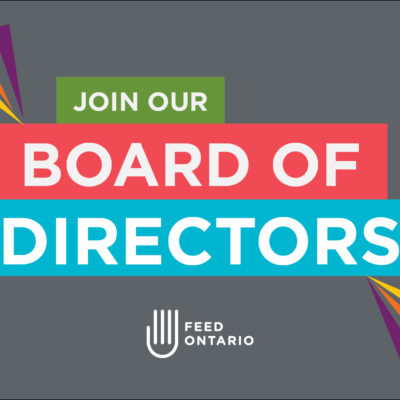 Feed Ontario poster that reads "Join our board of directors"