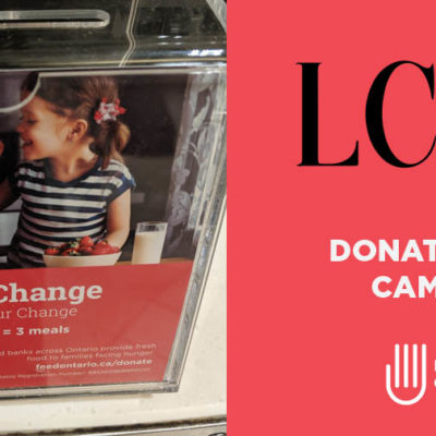 A Feed Ontario poster featuring LCBO donating box campaign