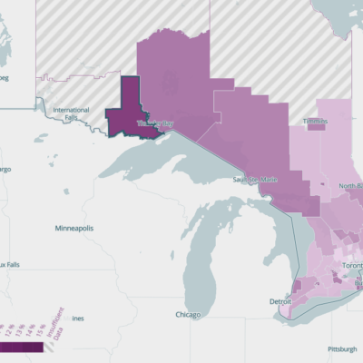A map of food banks per capita in Ontario