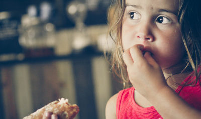 A picture of a girl eating