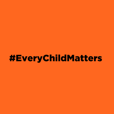 Orange background reading "#Everychildmatters"
