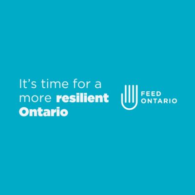 White text over a blue background next to the Feed Ontario logo: 