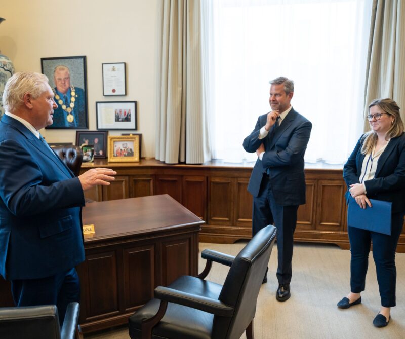 Feed Ontario CEO having a discussion with Ontario's Premier at our Day of Action.