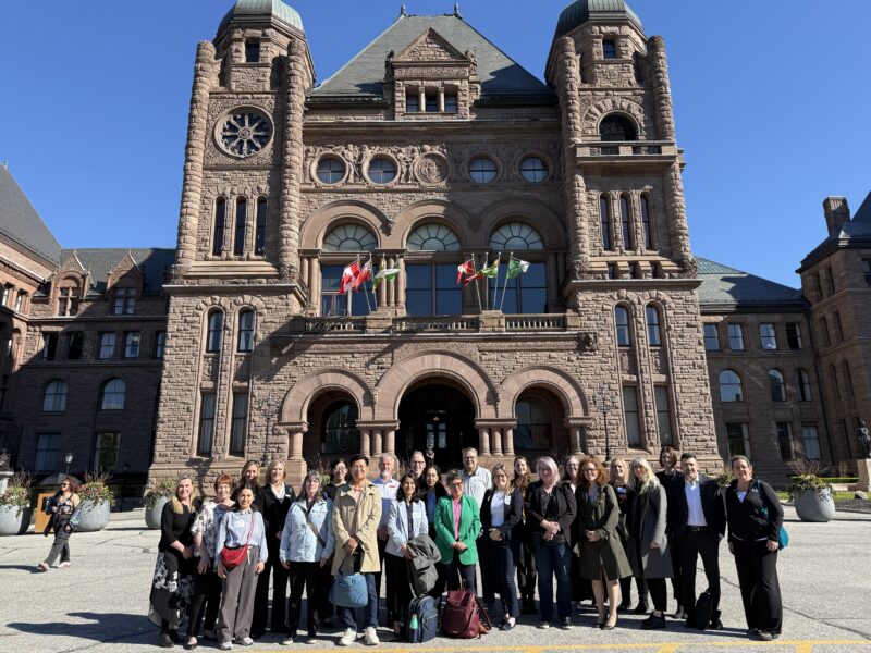 Representatives from food banks across the province outside Queen