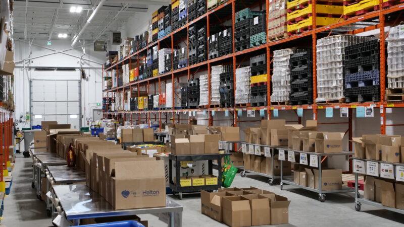 FeedHalton's large warehouse space where food is stored.
