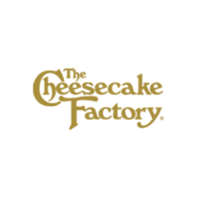 Cheesecake Factory Logo of The Cheesecake Factory with the words "The Cheesecake Factory" written in a stylized, gold font on a white background.